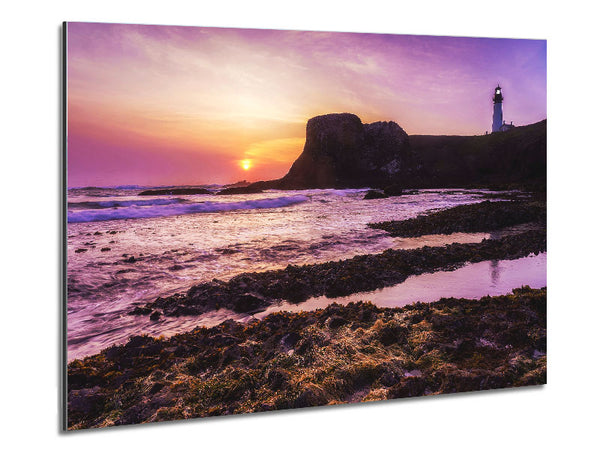 Purple Lighthouse Watch Metal Print
