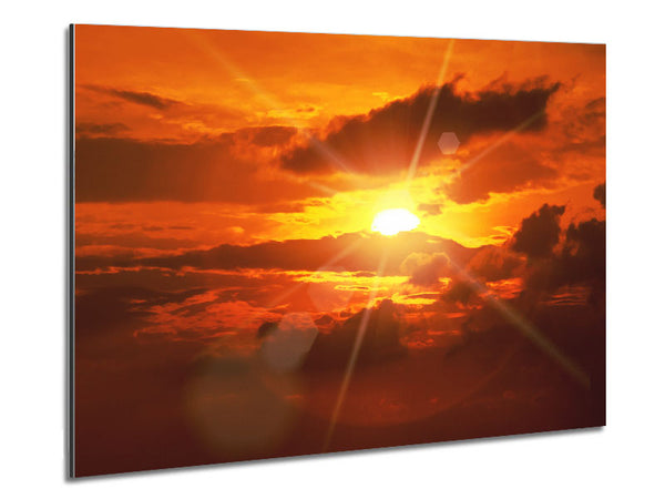 Sun Blaze Clouds Metal Print
