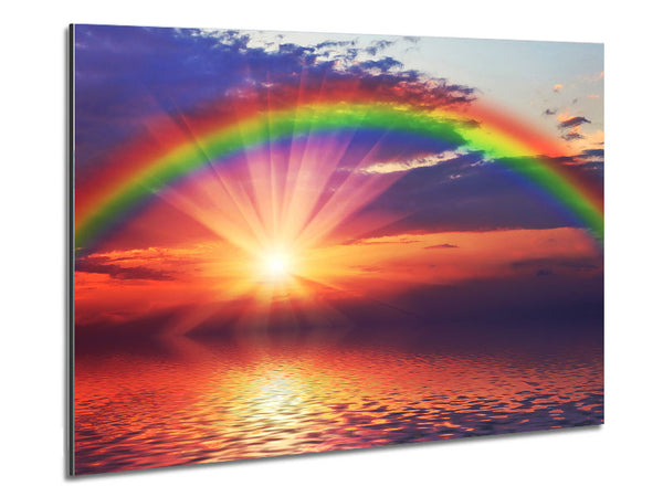 Rainbow Sun Blaze Metal Print