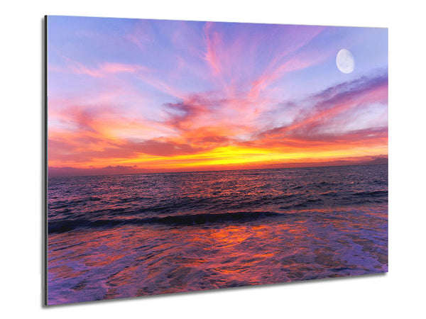 Purple Sun Glow Moon Metal Print