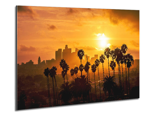 Palm Tree City Metal Print