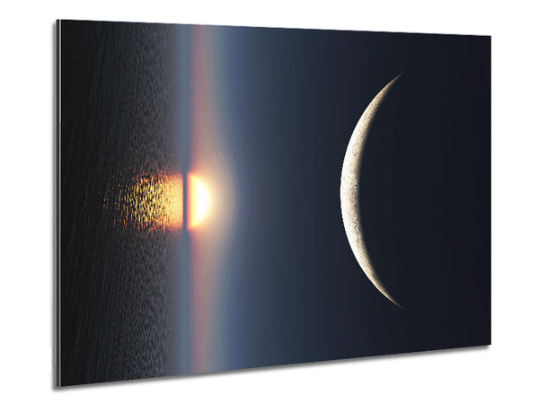 The Edge Of The Ocean Moon Metal Print