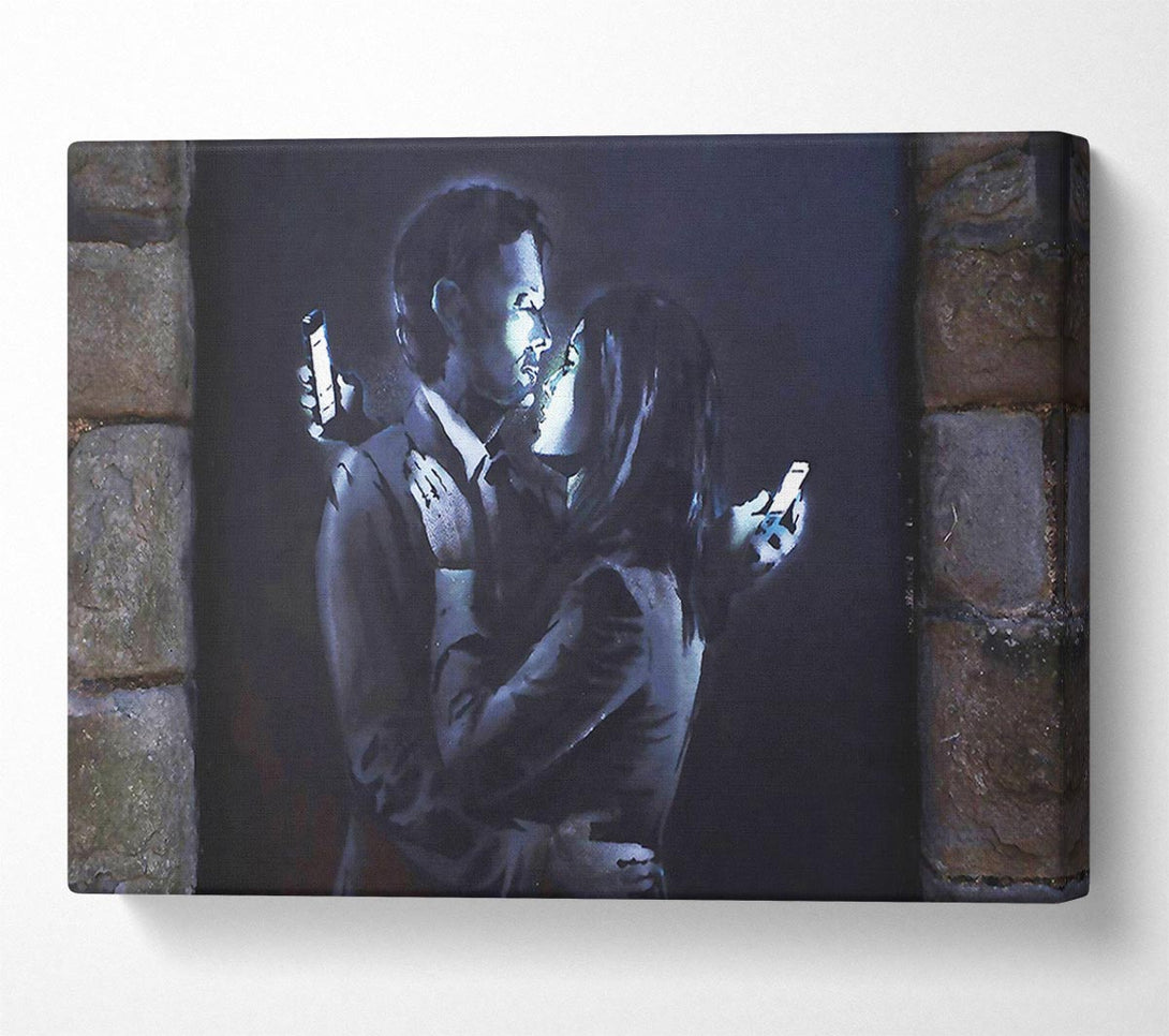  A Canvas Print of Banksy Phones Canvas Print