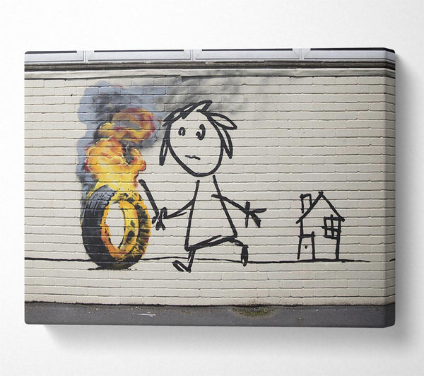  A Canvas Print of Banksy Fire Tyre Canvas Print