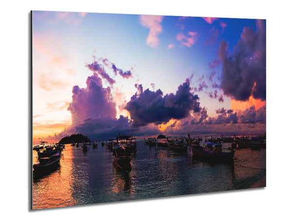 Purple clouds river Metal Print