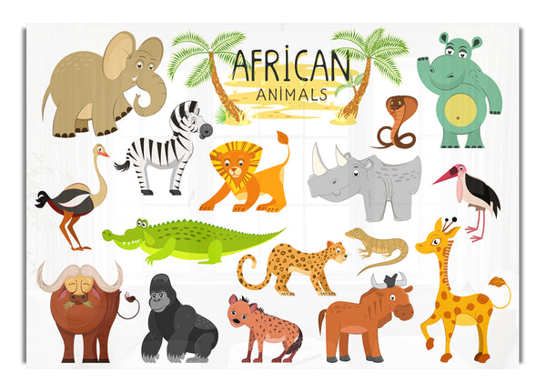 Karikatur afrikanischer Tiere