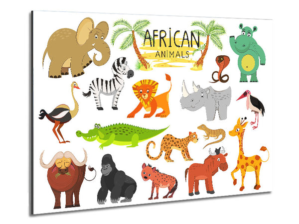 African animals cartoon Metal Print