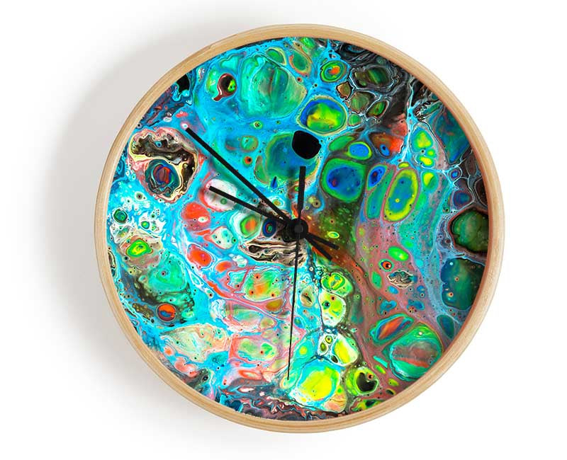 Neon Splash oil paints Clock - Wallart-Direct UK