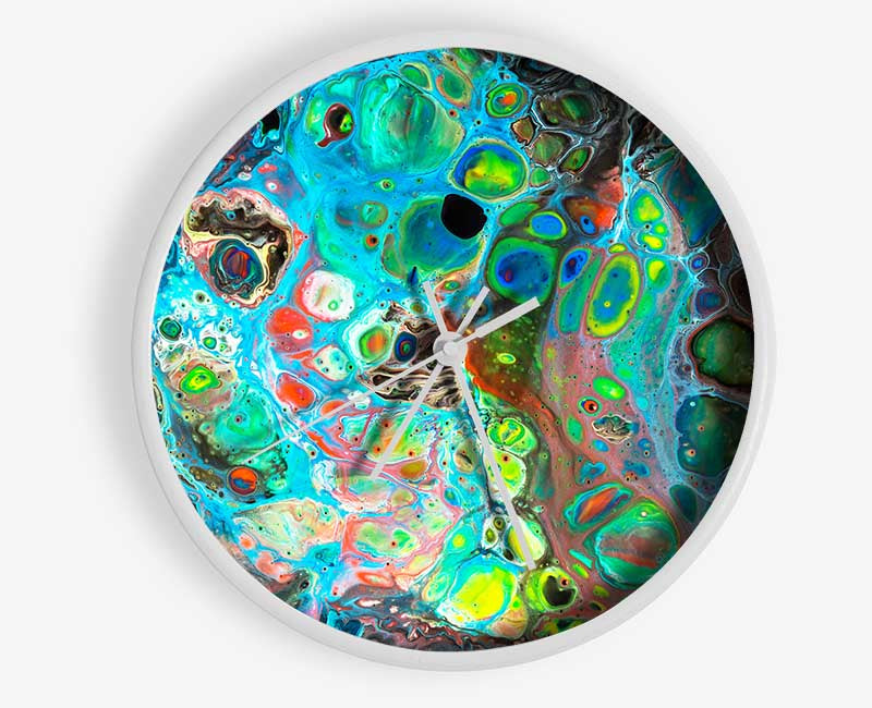 Neon Splash oil paints Clock - Wallart-Direct UK