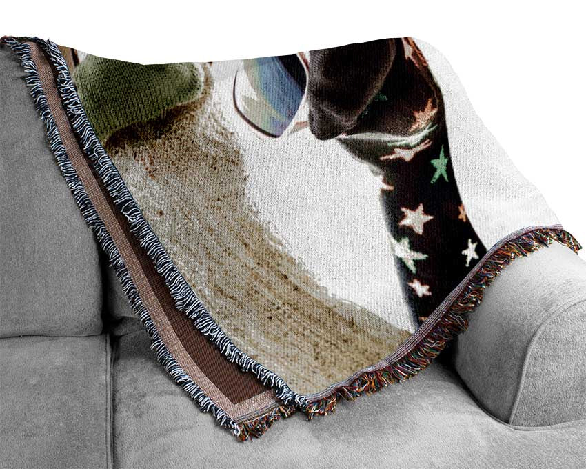 Sock Puppets with shades Woven Blanket