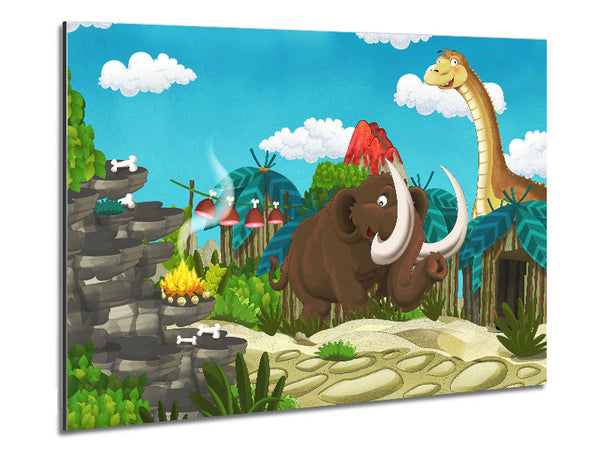 Mammoth and dinosaur Metal Print