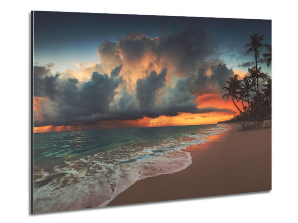 Grey Clouds on the beach Metal Print