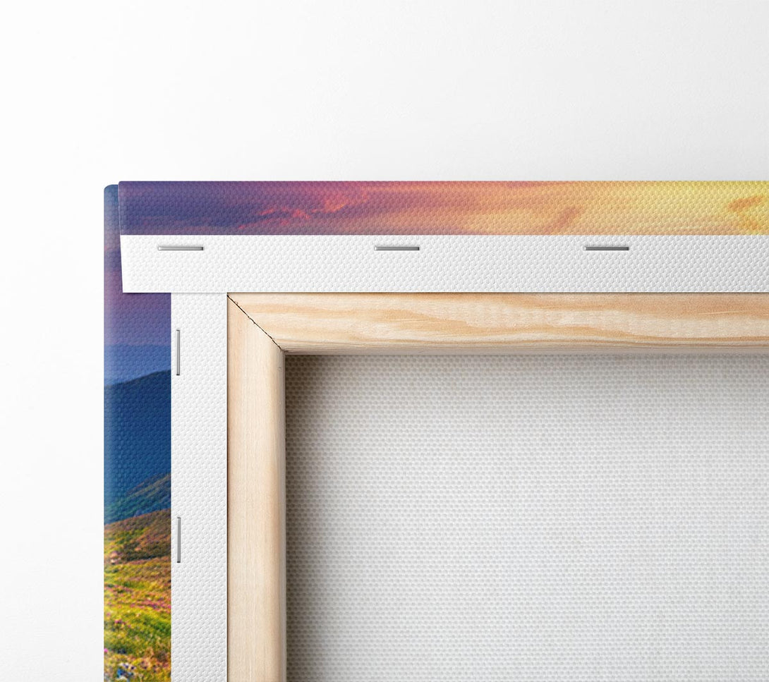  A Canvas Print of Beautiful mountain range and flowers Canvas Art