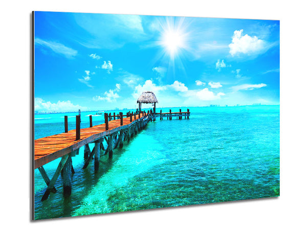 Blue rays on the pier Metal Print