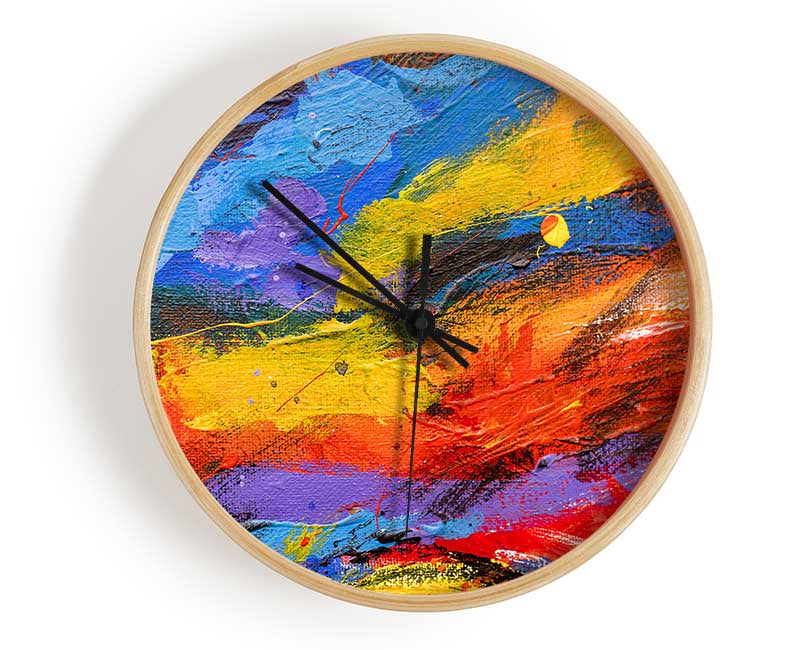Oil painting Colour Splash Clock - Wallart-Direct UK