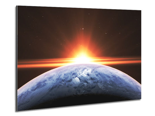 Sun peering over the earth Metal Print
