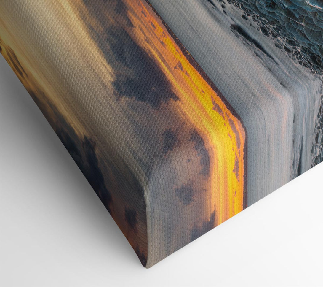  A Canvas Print of Water flows down the rocks into the sea Canvas Wall Art