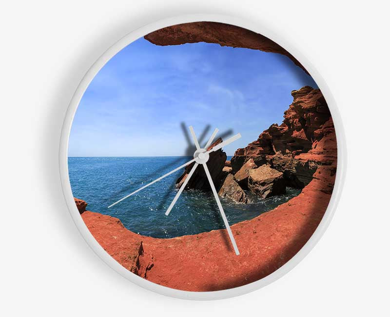 Sea from the view of a cave Clock - Wallart-Direct UK