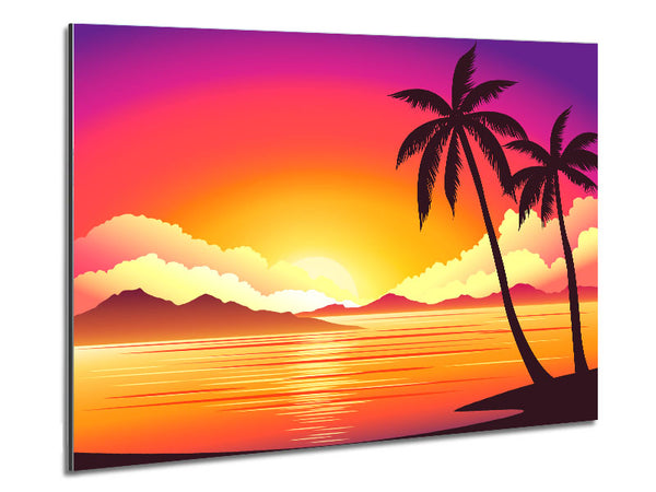 Paradise Illustration beach Metal Print