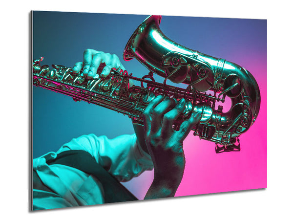Saxaphone player fade Metal Print