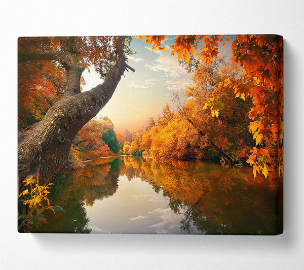  A Canvas Print of Perfect Autumn lake Canvas Print