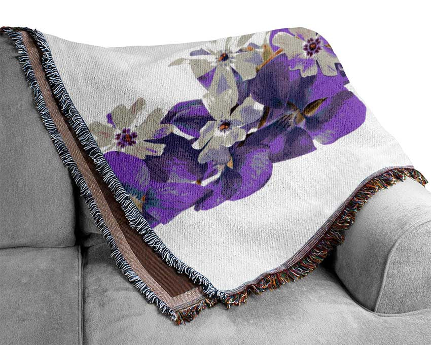 Pink and violet flowers laid out Woven Blanket