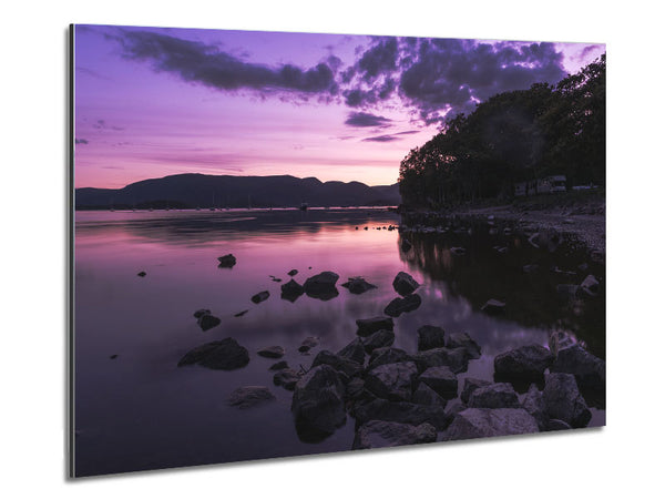 Purple night river Metal Print