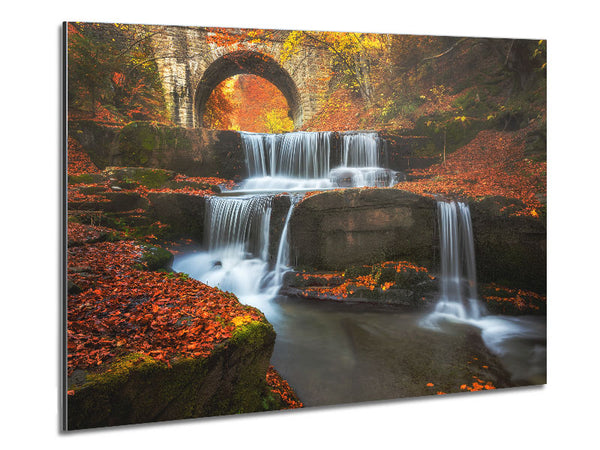 Waterfall under the bridge Metal Print
