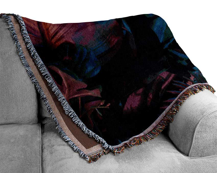 Neon triangle in the jungle Woven Blanket