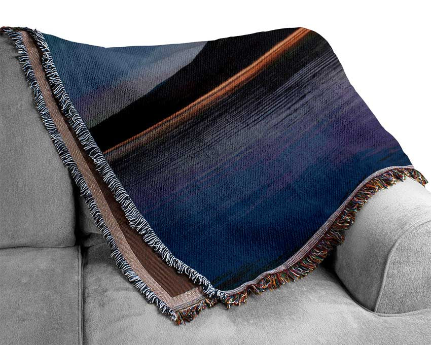 Sunset over the mountain dusk Woven Blanket