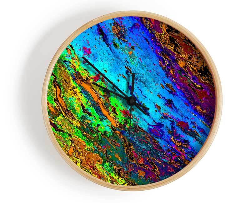 Neon Colours of distortion Clock - Wallart-Direct UK