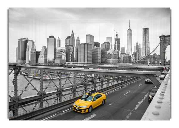 New York on the bridge yellow cab
