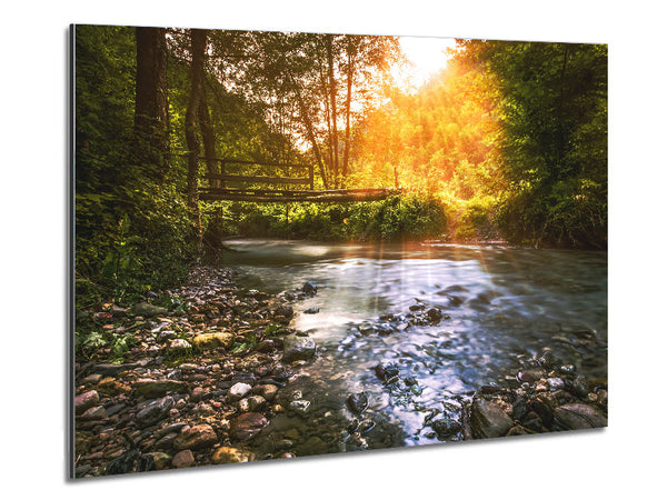 Handmade bridge in the woodlands Metal Print