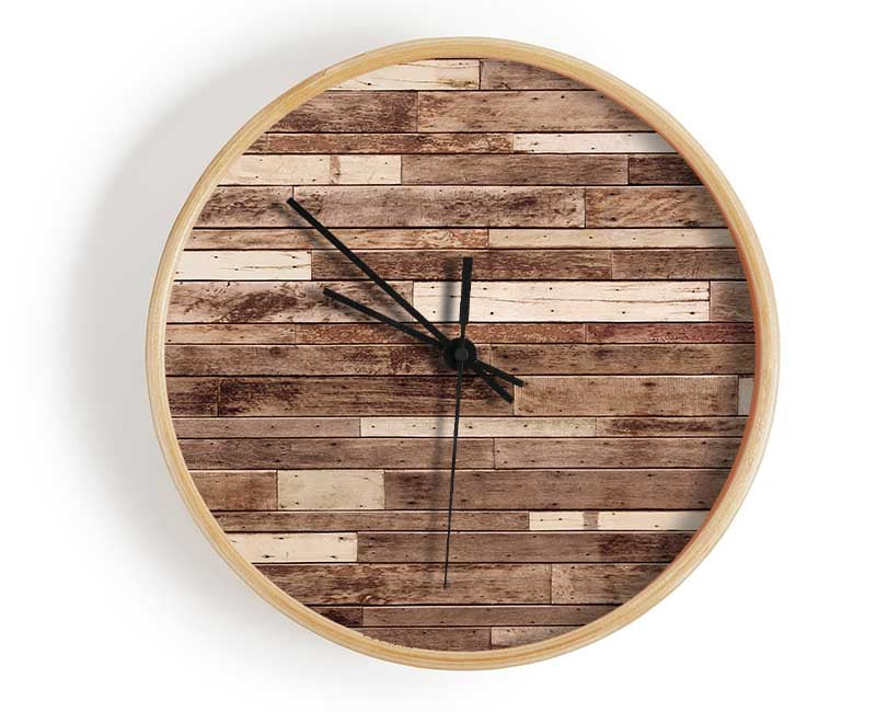 Planks of Horizontal wood Clock - Wallart-Direct UK