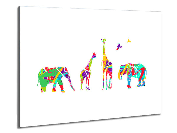 Safari animals lined up Metal Print