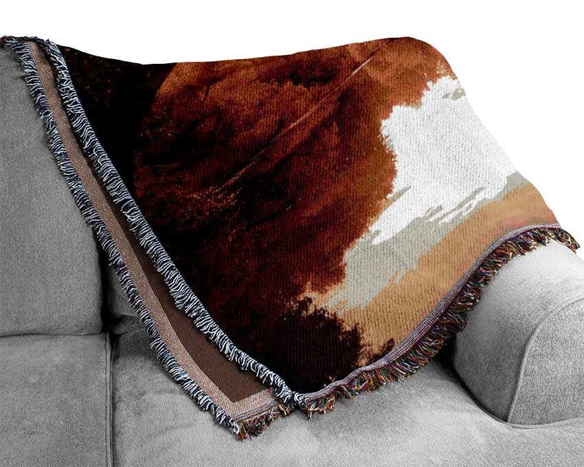 Stunning red forest reflections in the river Woven Blanket