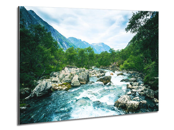 Stunning rapids of water forest Metal Print