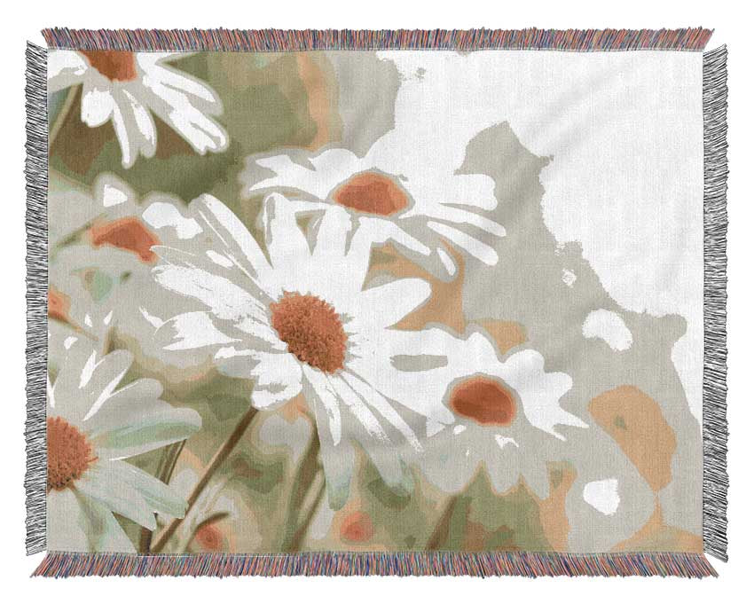 Daisies up close glowing Woven Blanket