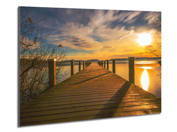 Walkway to the lake Metal Print