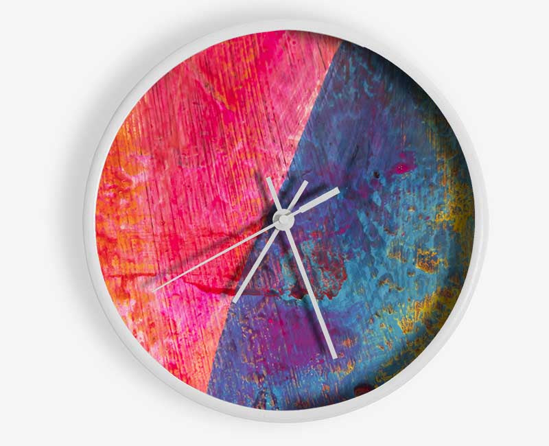 Rough Reds texture Clock - Wallart-Direct UK