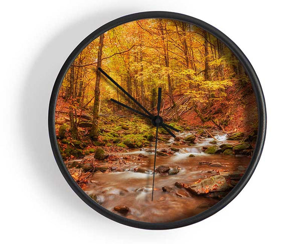 Soft trickling water through the trees Clock - Wallart-Direct UK