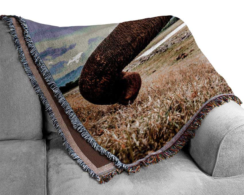Elephant coming up close Woven Blanket