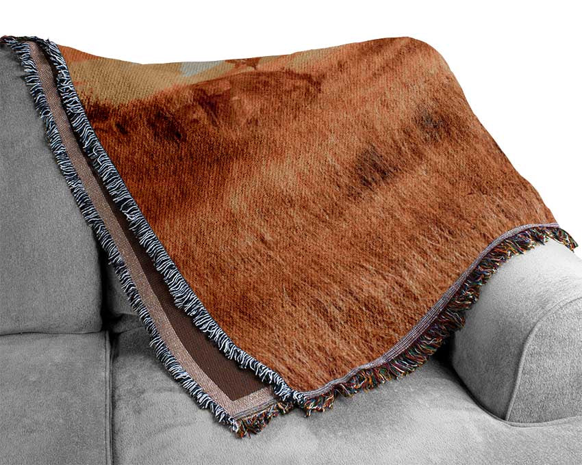 Gazelle in the grasslands Woven Blanket