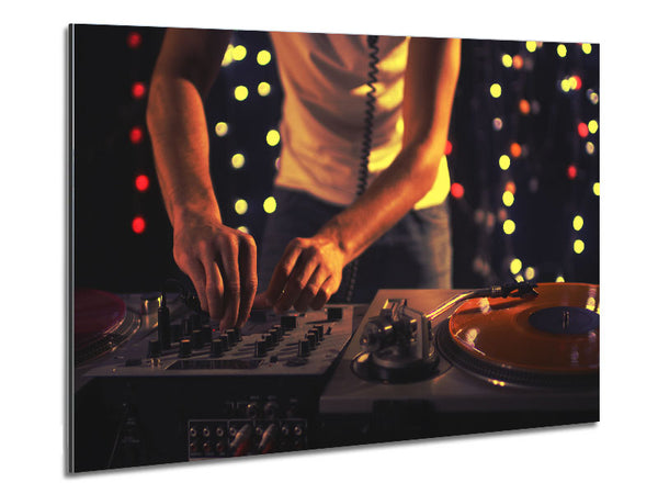 Mixing on the DJ desk Metal Print