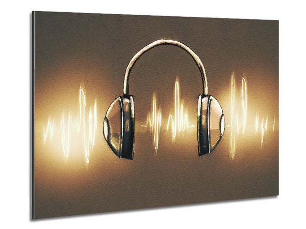 Light painted headphones Metal Print