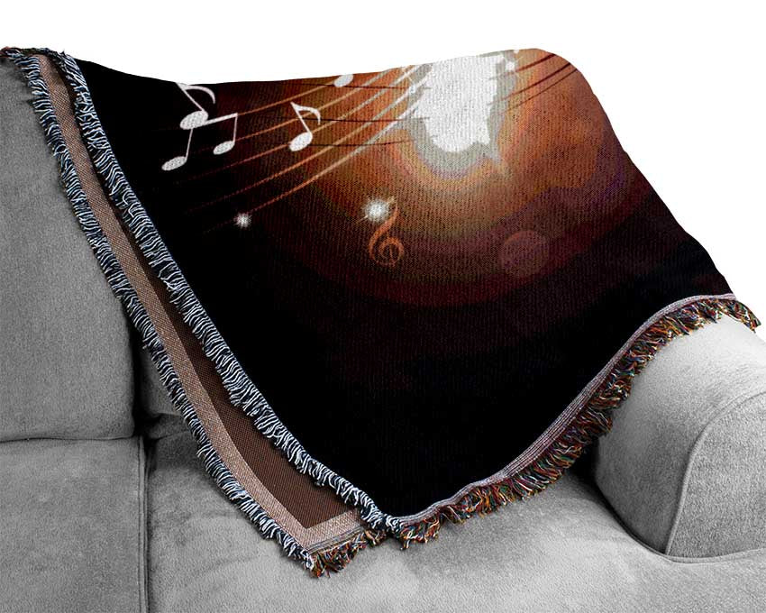 Musical notes on coloured spectrum Woven Blanket