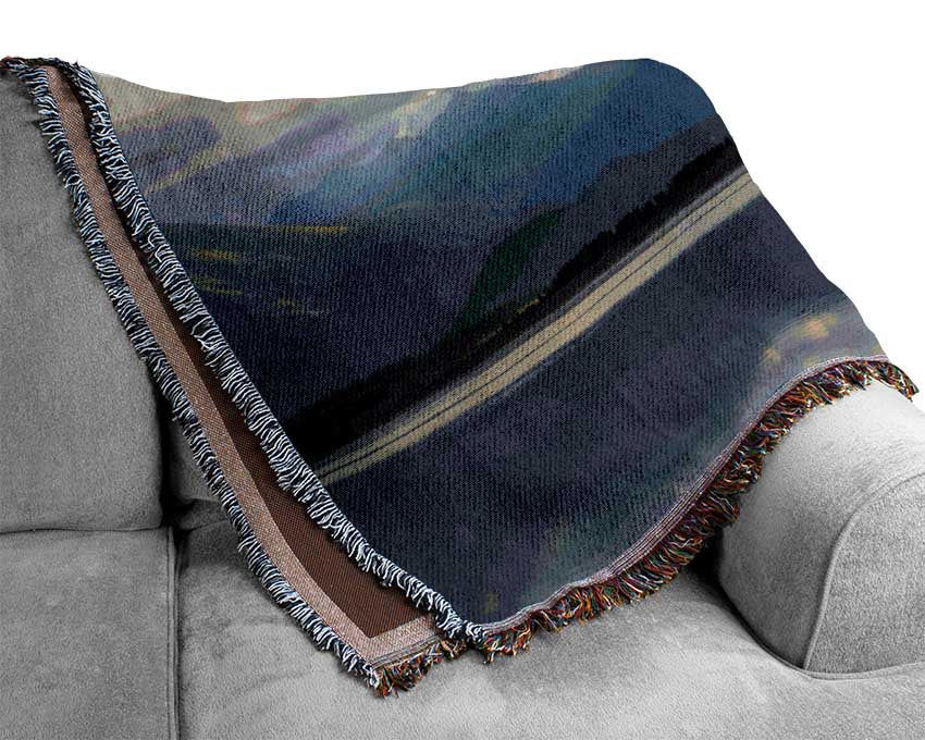 Grey tones of mountain view Woven Blanket