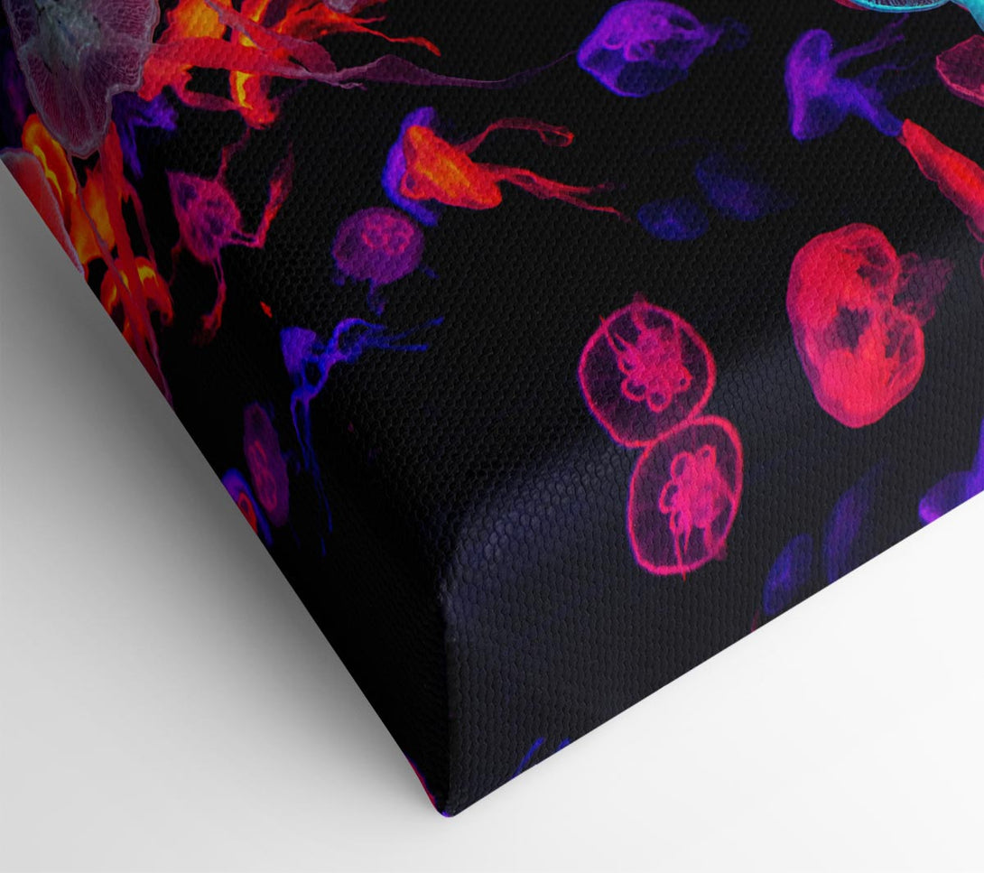  A Canvas Print of Neon Jellyfish frenzy Canvas Print