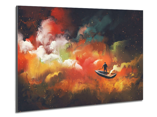 Digital painting row boat Metal Print