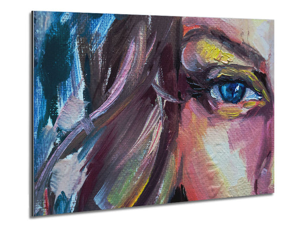 Clsoe up face textured paints Metal Print